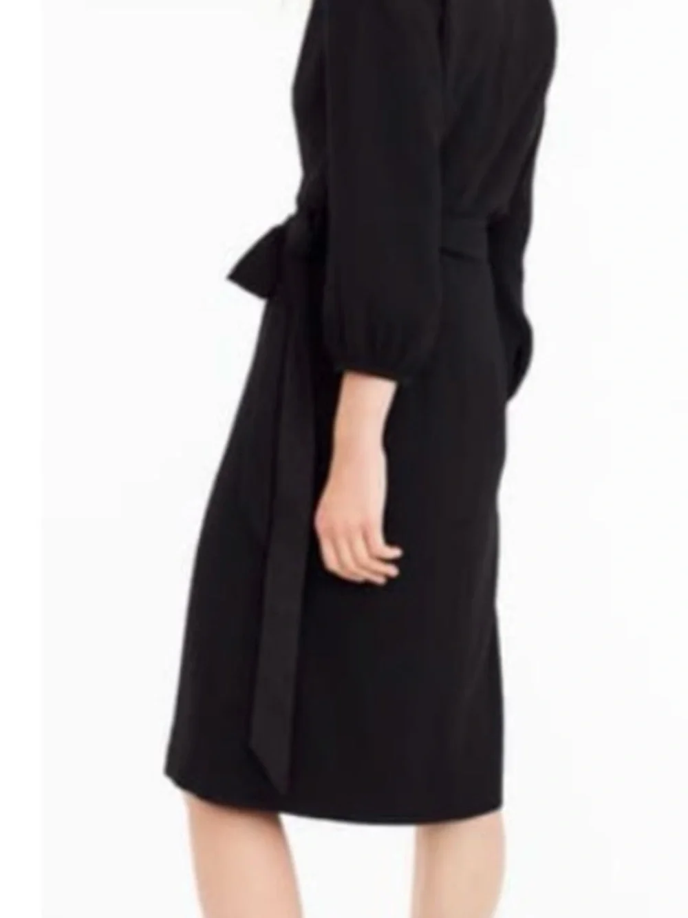 Black Wrap Midi Dress with Tie Waist